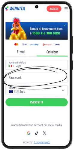 accedi al casinò Winnita add password